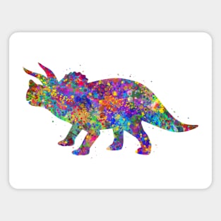 Triceratops dinosaur watercolor art Magnet